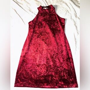 Maroon velvet sleeveless dress